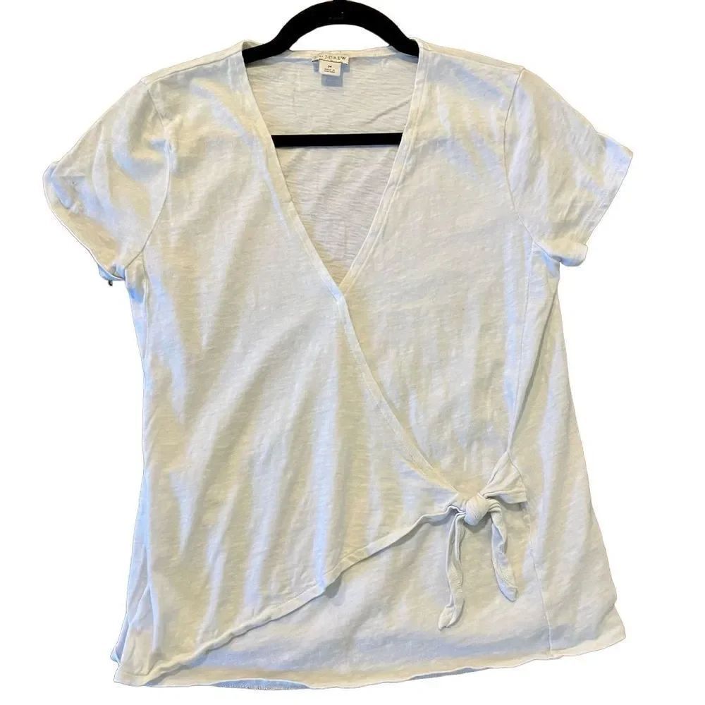 🚨 SALE ‼️ J.crew white wrap tie front short sleeve top